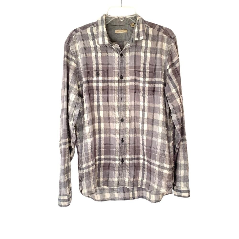 Burberry Brit Nova Check Gray Cream Button Down Shirt size large